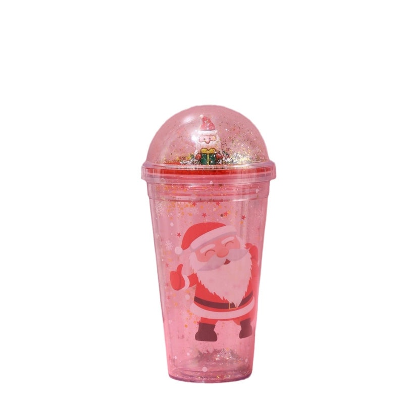 Christmas Cartoon Santa and Snowman Plastic Tumbler Water Bottle 1 Piece|Kitchen & Dining