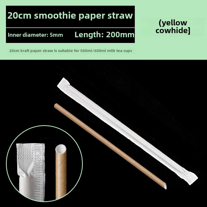 Biodegradable White and Yellow Disposable Paper Straws with Individual Packaging for Bubble Tea | Eco-Friendly Drinkware