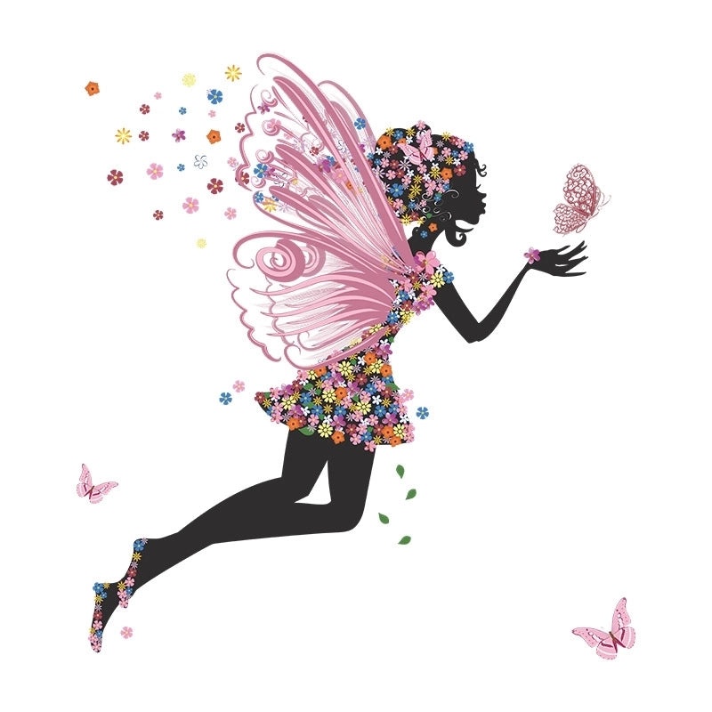 Butterfly Flower Elf Girl Wall Decal for Bedroom Dance Theme | Home Decor Wall Stickers
