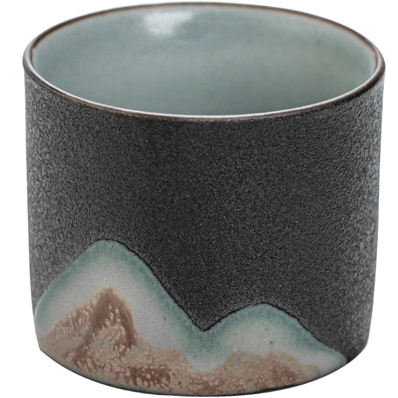 Yuanshan Ceramic Black Tea Cup Small Kung Fu Zen Personal Tea Cup Retro Master Cup with Tea Holder|Tea Cups & Accessories