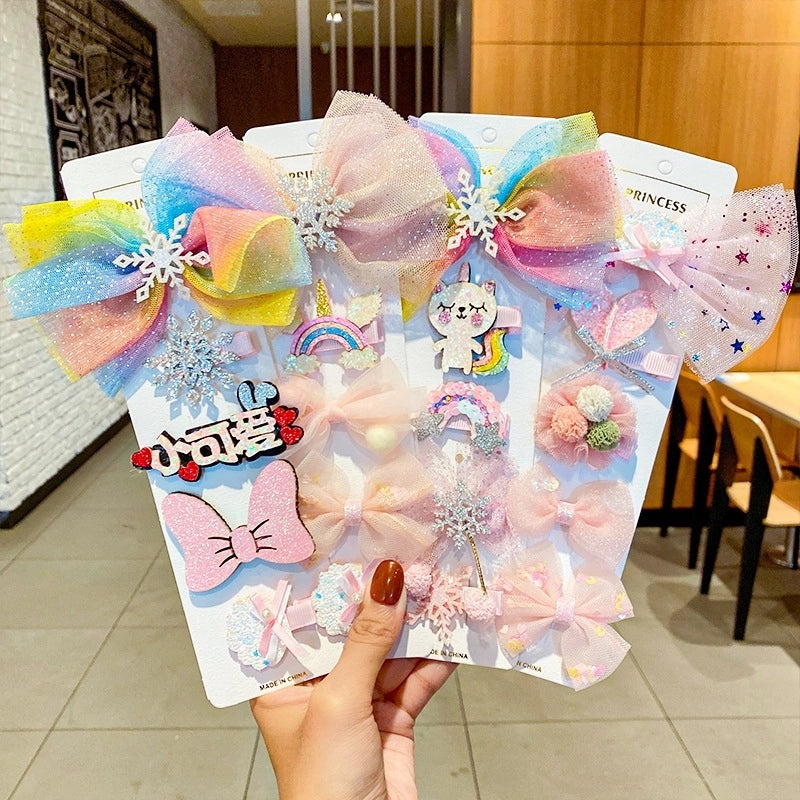 Children's Cartoon Bow Hairpin Set | Kids Hair Accessories