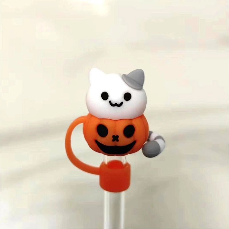 Halloween Silicone Straw Cap 10mm Reusable Straw Sleeve Party Accessory|Kitchen & Dining Accessories