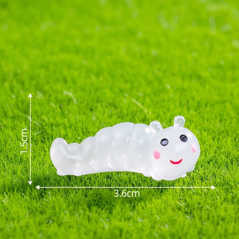 Glowing Moss Micro Landscape with Realistic Caterpillar for Succulent Garden DIY Decorative Miniature Ornaments|Garden Decor Accessories