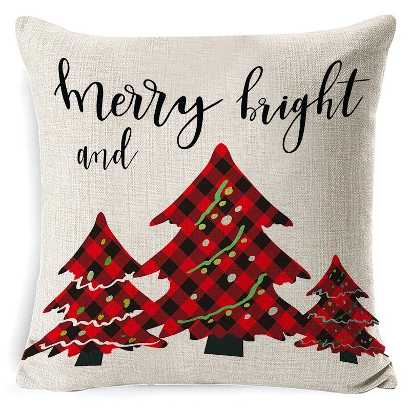 Christmas Linen Pillow Cover for Living Room Office Car Sofa Waist Cushion|Home Decor Cushions