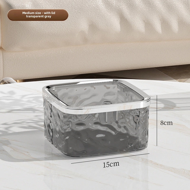 Mini Desktop Push-Open Trash Can Elastic Lid Sanitary Garbage Bin with Glacier Pattern for Car and Home Use|Home & Kitchen Storage