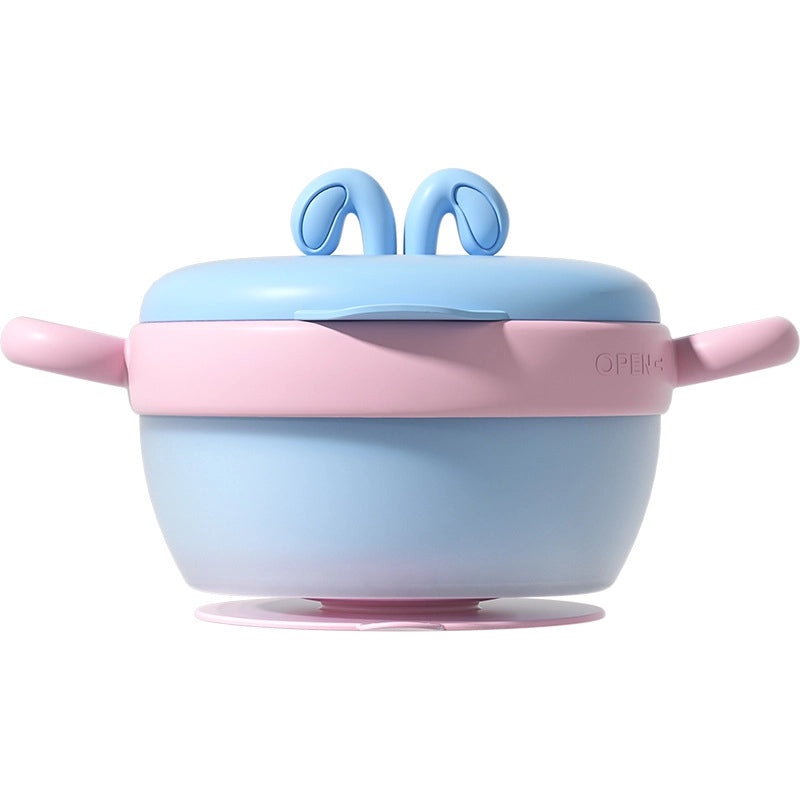 儿童防摔防烫不锈钢保温碗带吸盘宝宝辅食碗餐具套装|婴儿餐具