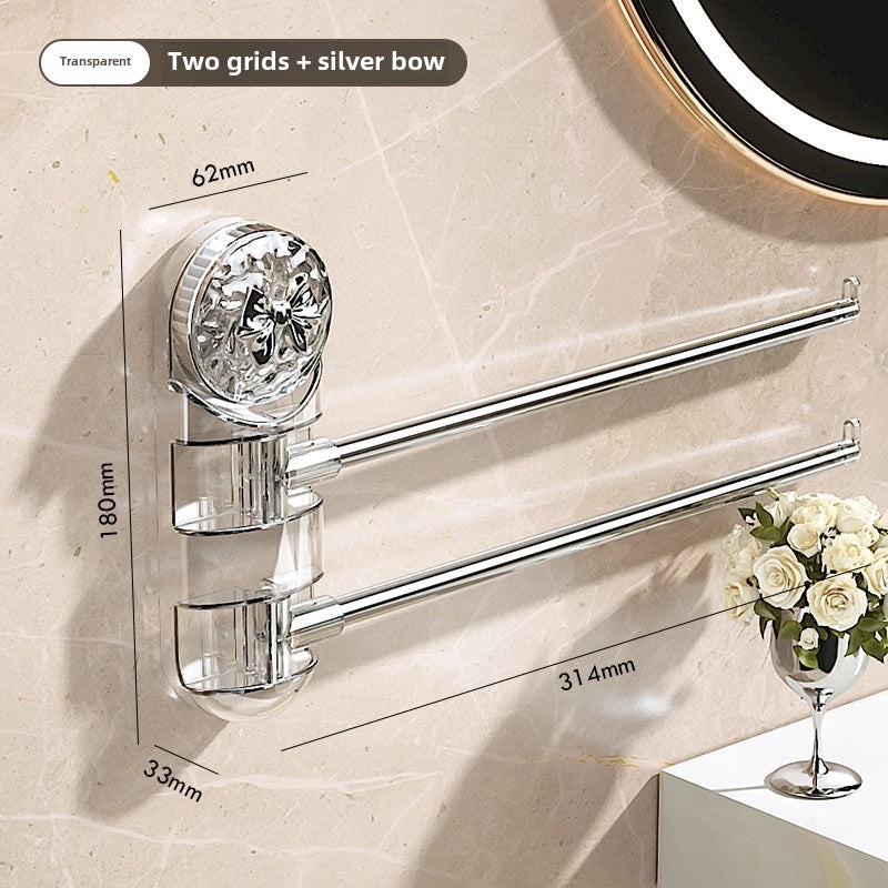 Rotating Wall-mounted Suction Cup Towel Rack Punch-free Bathroom Multi-bar Organizer|Bathroom Accessories