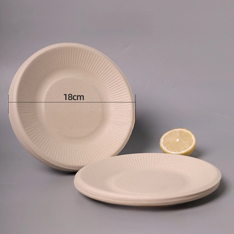 Disposable Biodegradable Sugarcane Pulp Paper Plates Thickened Dinner Plates for BBQ Cake Kindergarten DIY | Party Supplies & Disposable Tablewar