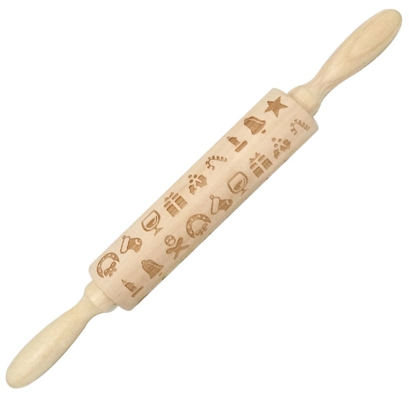 Christmas Elk Cartoon Rolling Pin Ethnic Style Theaceae Muhe | Kitchen Utensils & Baking Tools
