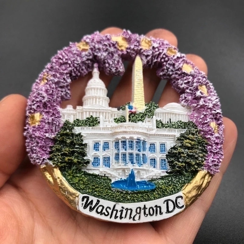 Washington USA Germany Swan Castle France Italy Syria Gulg Bell Magnetic Resin Refrigerator Magnet|Home Decor Magnets