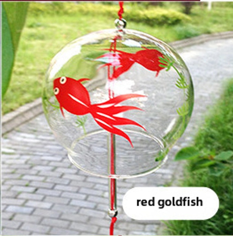 Handmade Painted Glass Pendant with Creative Pattern Wind Chimes Japanese Craft Style | Home Decor & Crafts