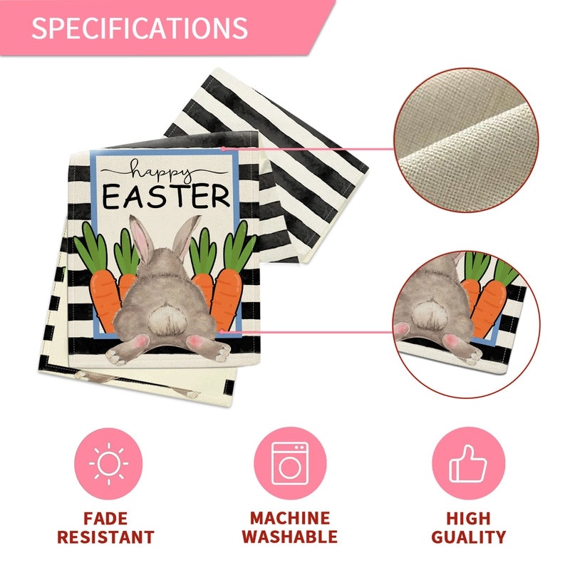 Cute Easter Home Decor Polyester Tablecloth Multicolor Bunny Stripe