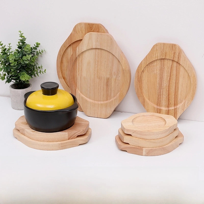 Oak Wood Heat-Resistant Insulation Mat for Casserole Stone Pot Rice Bowl Anti-Scald Solid Wood Tray|Kitchen Accessories