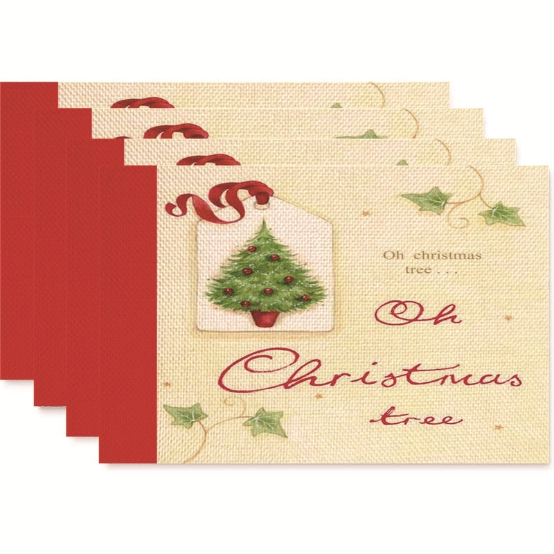 Nordic Christmas Tree Bow Knot Snowflake Linen Cotton Placemat|Home Decor & Tableware