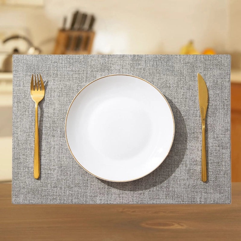 Square Double-Sided Waterproof Leather Placemat with Cloth Pattern | Dining Table Mats & Tableware Accessories