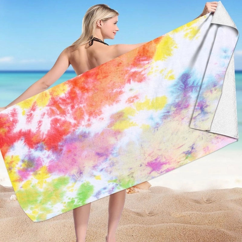 Microfiber Square Beach Towel with Tie-Dye 3D Digital Print | Beach Towels & Outdoor Accessories