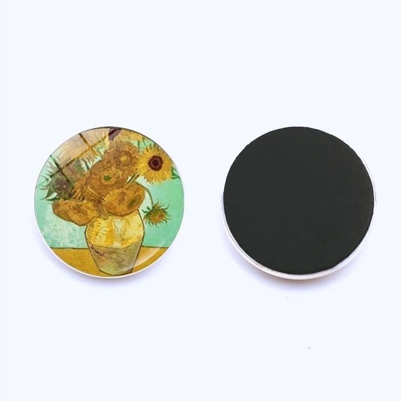 Van Gogh Starry Night Crystal Glass Refrigerator Magnets 25mm Creative Home Decor Stickers|Home & Kitchen Accessories