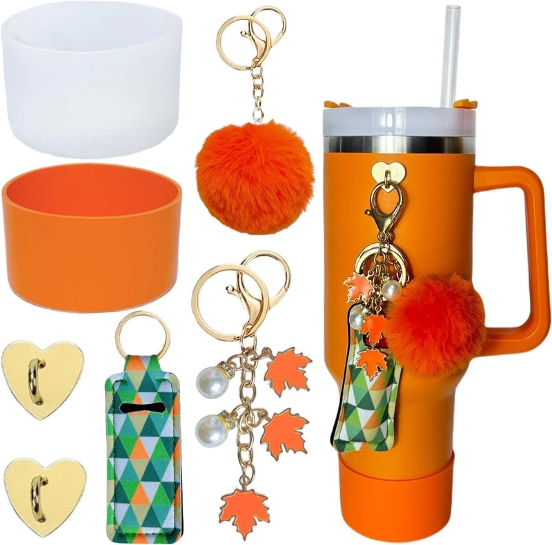 Maple Leaf & Red Heart Silicone Cup Sleeves Set | Drinkware Accessories