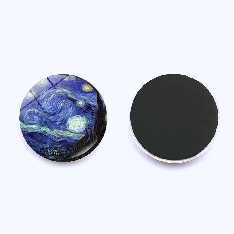 Van Gogh Starry Night Crystal Glass Refrigerator Magnets 25mm Creative Home Decor Stickers|Home & Kitchen Accessories