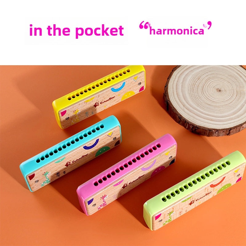 Wooden 16-Hole Polyphonic Harmonica for Kids | Musical Instruments & Accessories