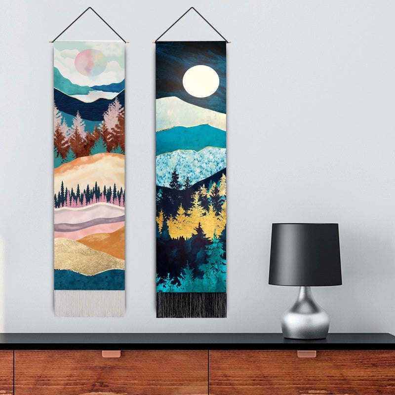 Modern IG Style Landscape Cotton Linen Blend Wall Tapestry | Home Decor Wall Art