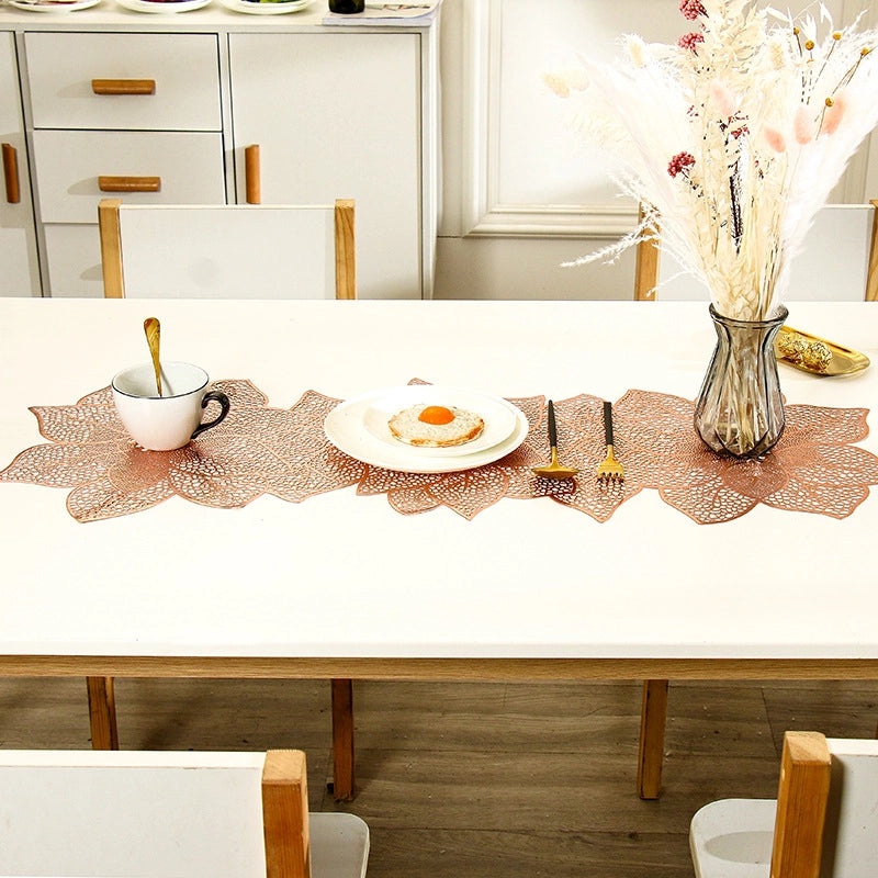 Nordic Creative PVC Table Runner with Irregular Flower Hollow Design | Home Decor Table Linen