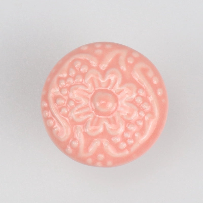 Ceramic Flower Cabinet Handle with Wooden Base | Cabinet Hardware