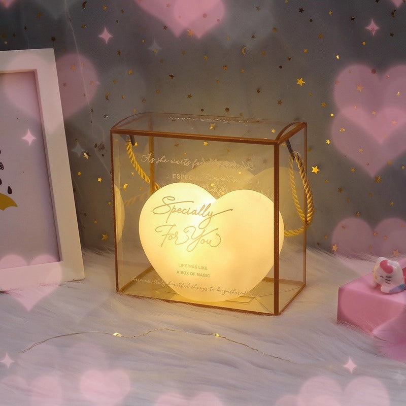Romantic Heart-Shaped Nightlight for Girls | Valentine's Day Wedding Home Decor Gift | Creative Love Atmosphere Lamp | Holiday Present Light | Li