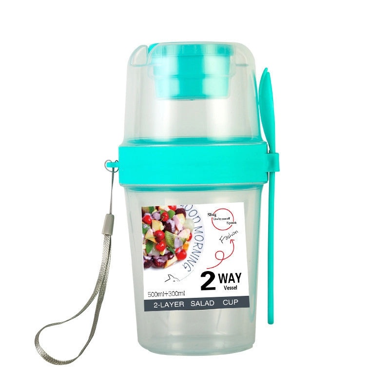 Portable Double-layer Salad Cup with Leak-proof Lid for Fruits and Breakfast | Kitchen & Dining