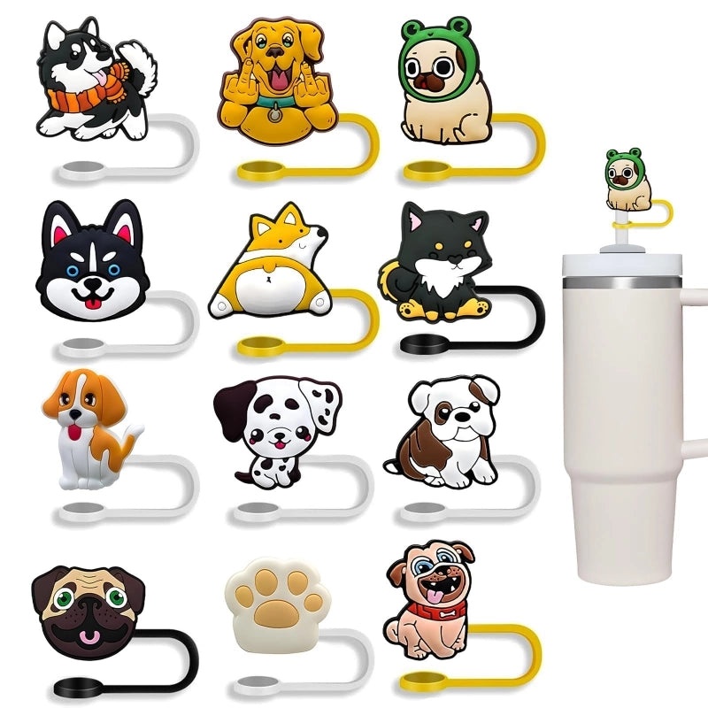 Tropical Animal Fruit Silica Gel Straw Cap Set Cute INS Style | Drinkware Accessories