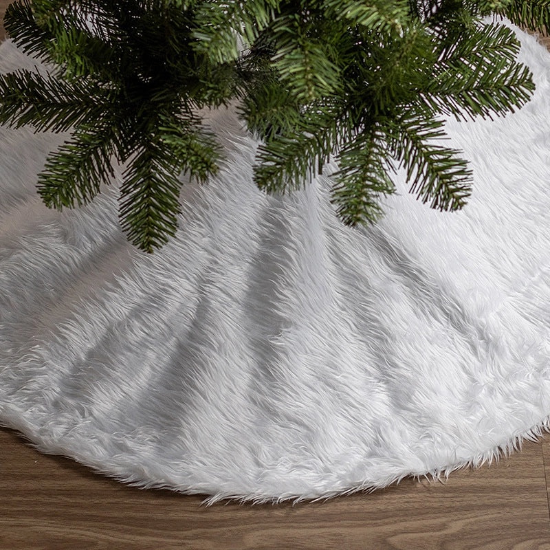 90CM White Plush Christmas Tree Skirt Soft Tree Blanket Floor Mat Holiday Decoration|Christmas Tree Skirts