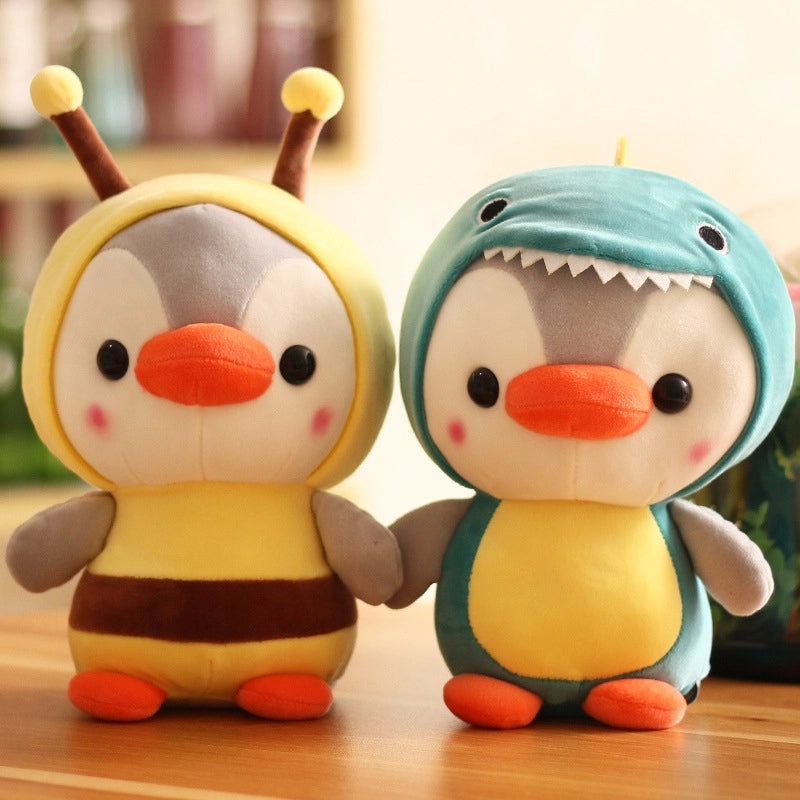 Cute Penguin Plush Toy with Dinosaur Frog Transformation and Trumpet Grab | Plush Toys