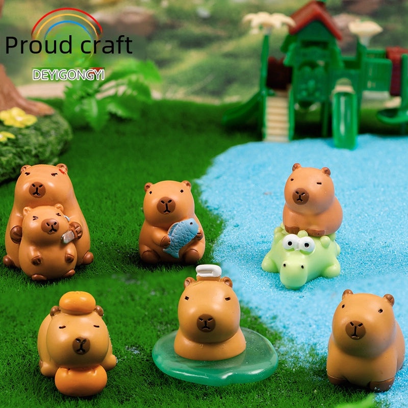 Handmade Resin Cute Capybara Figurine Micro Landscape Decor for Car and Desktop | Home Decor & Accessories