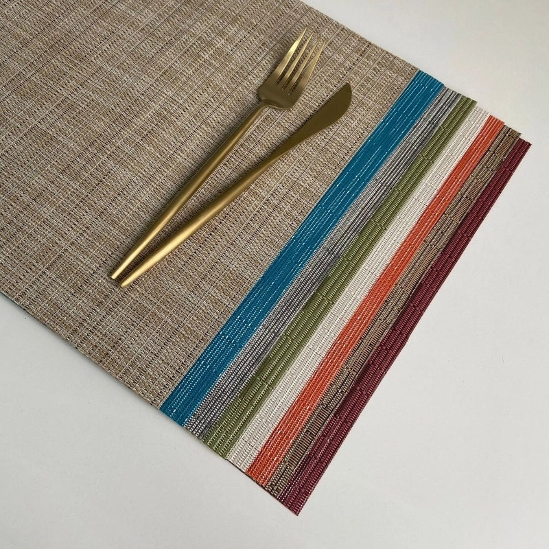 European-style Solid Color PVC Woven Insulated Western Placemat for Home & Hotel Dining|Table Linens & Placemats