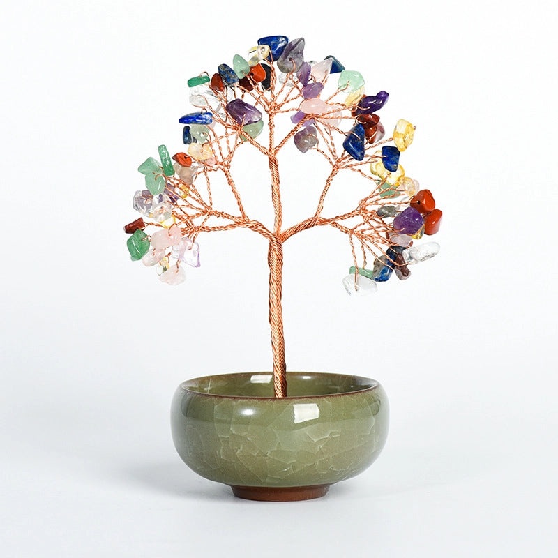 Minimalist Tree with Crystal Gravel Copper Ornament | Home Decor