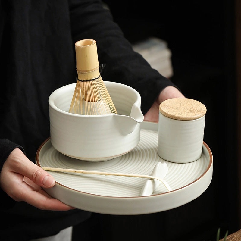 Japanese-style Matcha Bamboo Tea Ceremony Set with Stirring Brush and Wipe | Tea Accessories