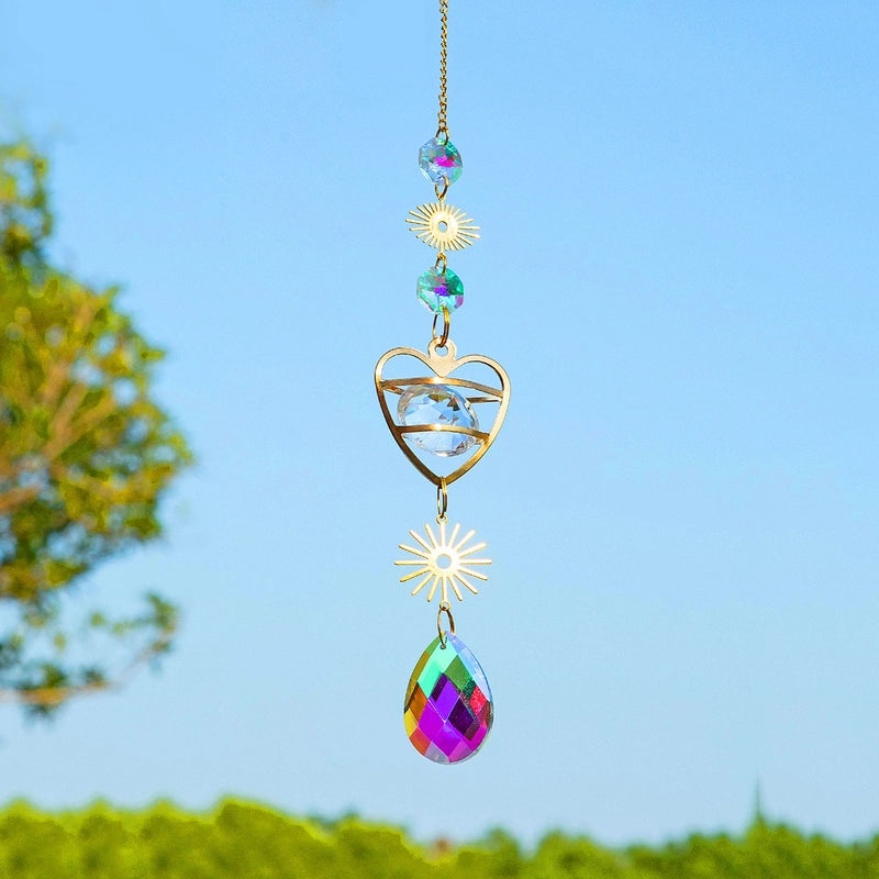 Elegant Heart-Shaped Crystal Suncatcher Wind Chime for Home Decor|Home Decor & Wall Art