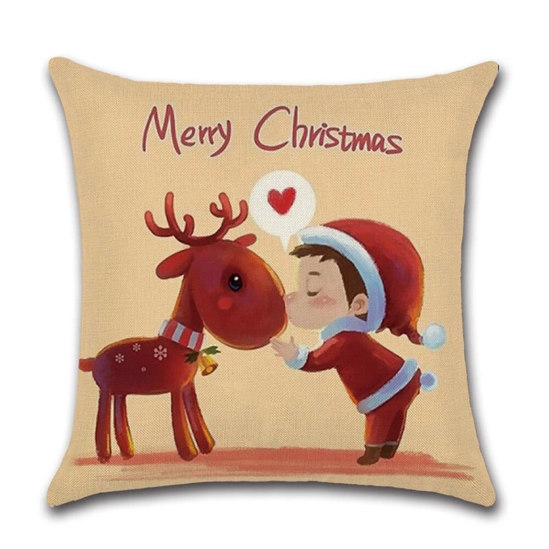 Christmas Linen Pillow Cover for Living Room Office Car Sofa Waist Cushion|Home Decor Cushions