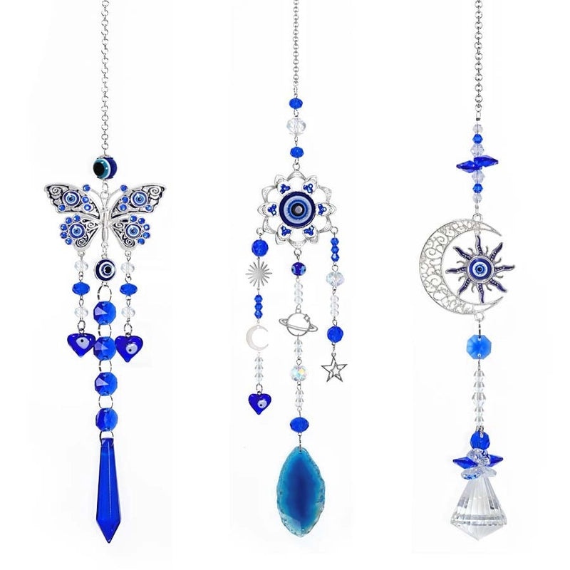 Shiny Moon & Butterfly Crystal Glass Suncatcher Wind Chime - Minimalist Wall Art Decor|Home Decor