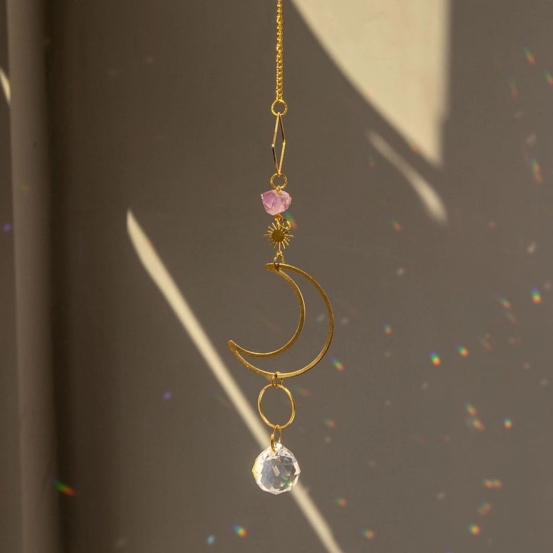 Pastoral Moon Brass Pendant with Artificial Crystal | Fashion Jewelry Accessories