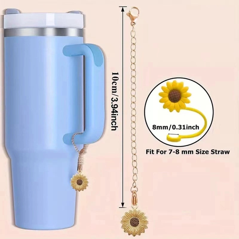 Adorable Sunflower Silicone Straw Topper Set | Drink Accessories