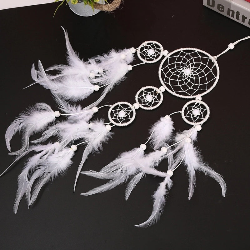 Boho Chic Dreamcatcher with Wooden Beads and Feathers | Home Decor
