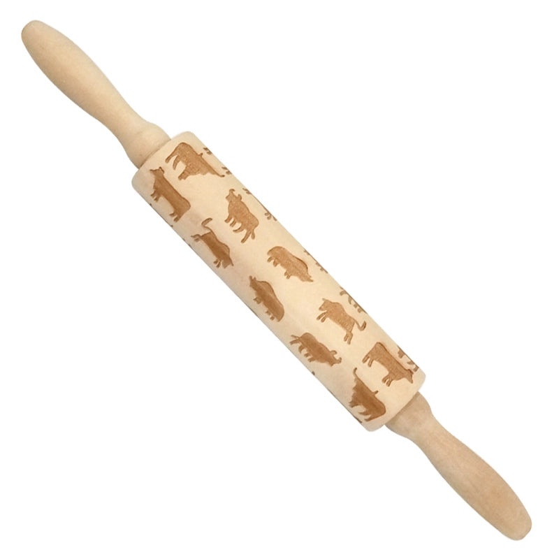 Christmas Elk Cartoon Rolling Pin Ethnic Style Theaceae Muhe | Kitchen Utensils & Baking Tools