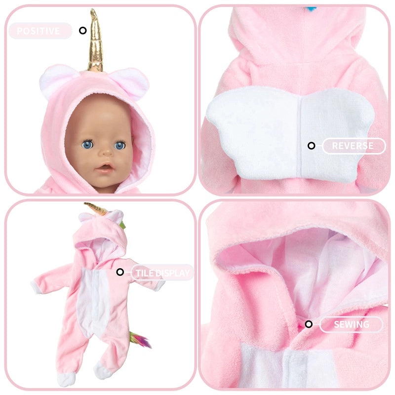 Golden Horn Doll Outfit with Plush Tail for Bay Dolls | Doll Clothes & Accessories