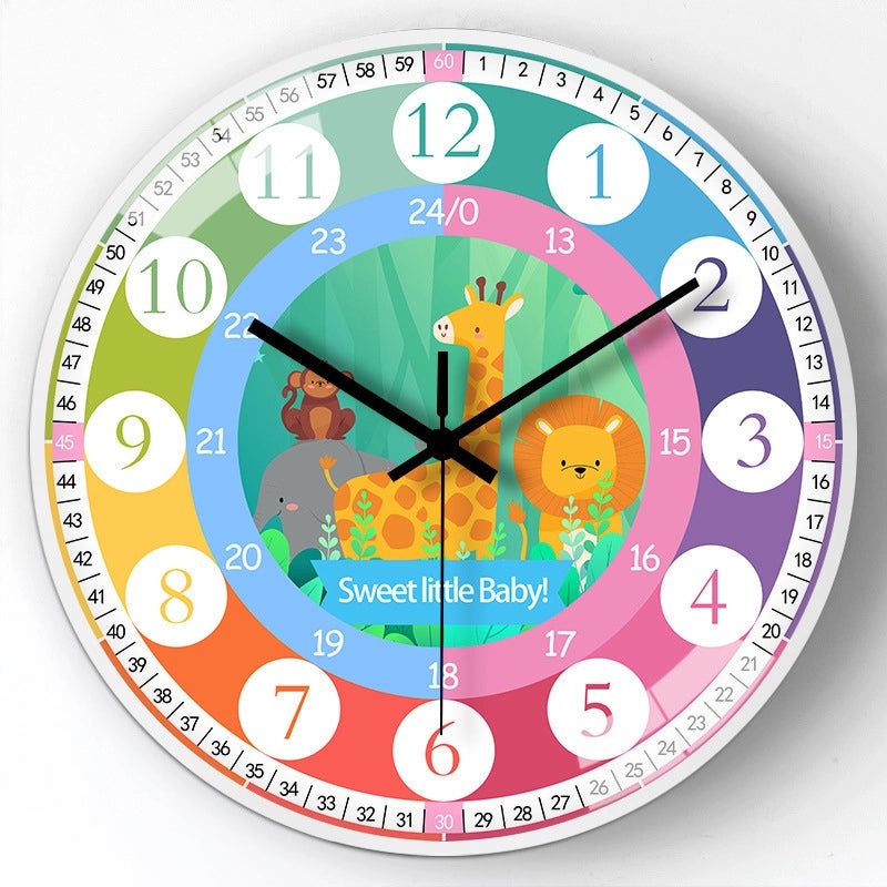 8 Inch Kids Cartoon Wall Clock Digital Learning Clock Silent Children's Room Decoration|Children's Educational Toys