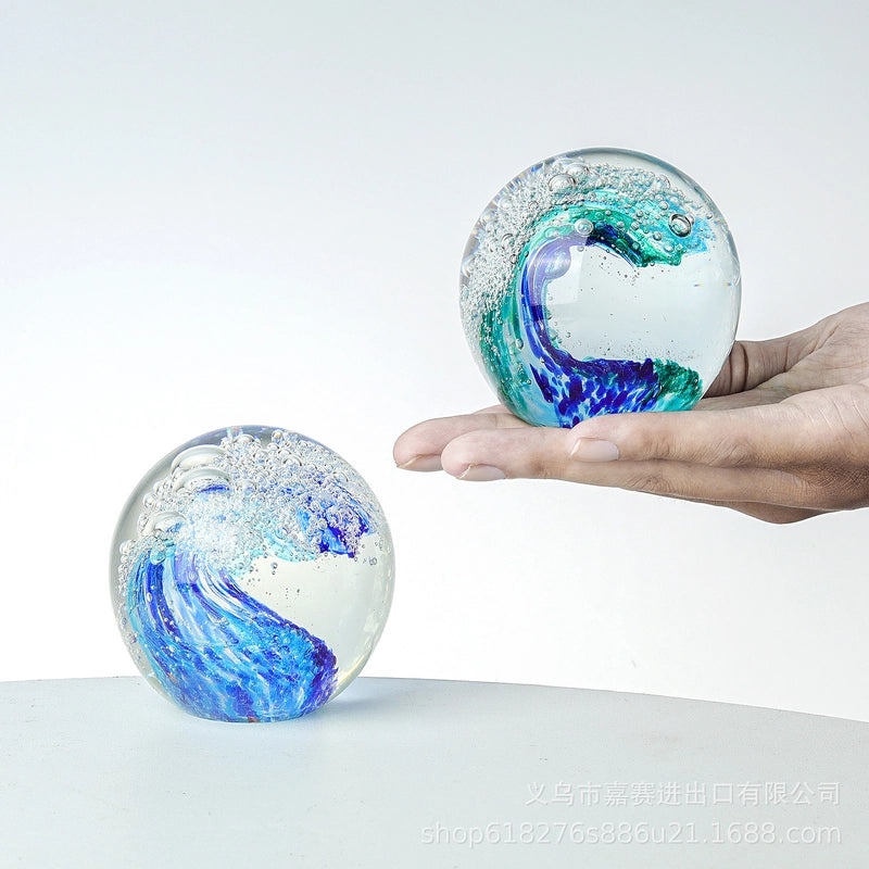 Minimalist Sea Wave Glass Ornament for Casual Decor|Home Decor & Ornaments