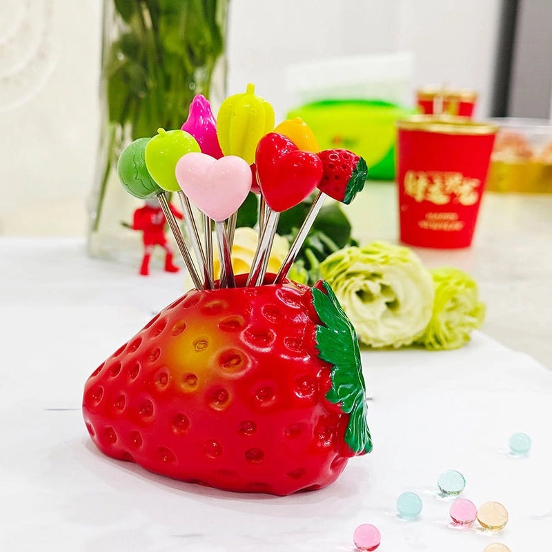 Fruit-Shaped Stainless Steel Fork Set with Apple, Strawberry, Banana Design | Kitchen Accessories