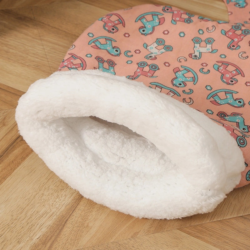 Cozy Japanese Style Cat Nest Warm Plush Semi-Closed Sleeping Bag Removable Washable Pet Mattress|Pet Beds & Furniture