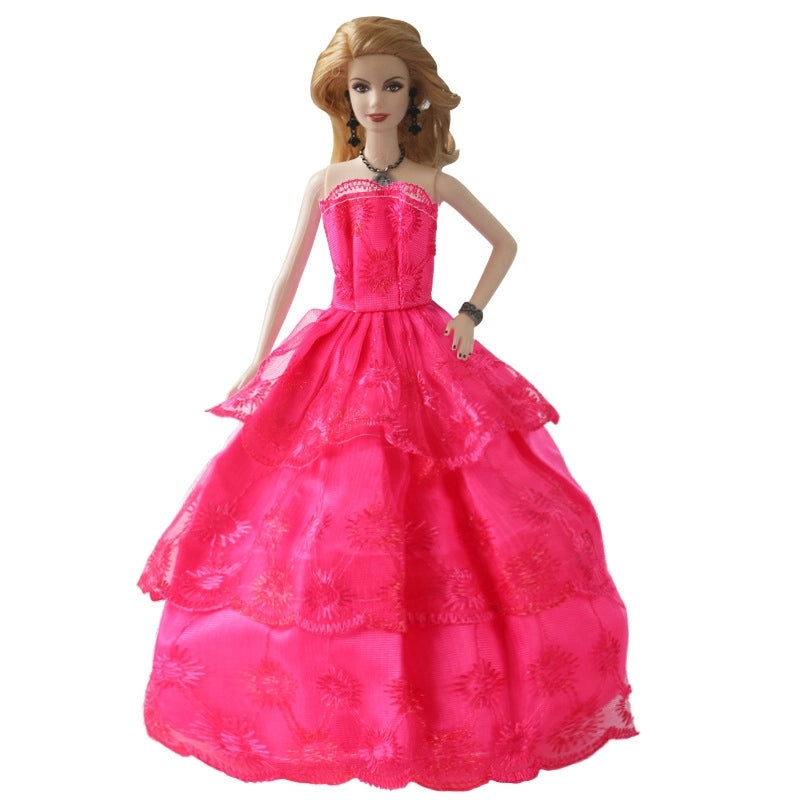 30cm Doll Wedding Dress Princess Tail Evening Gown for Girls Toy Large Half Bag Dress|Doll Clothes