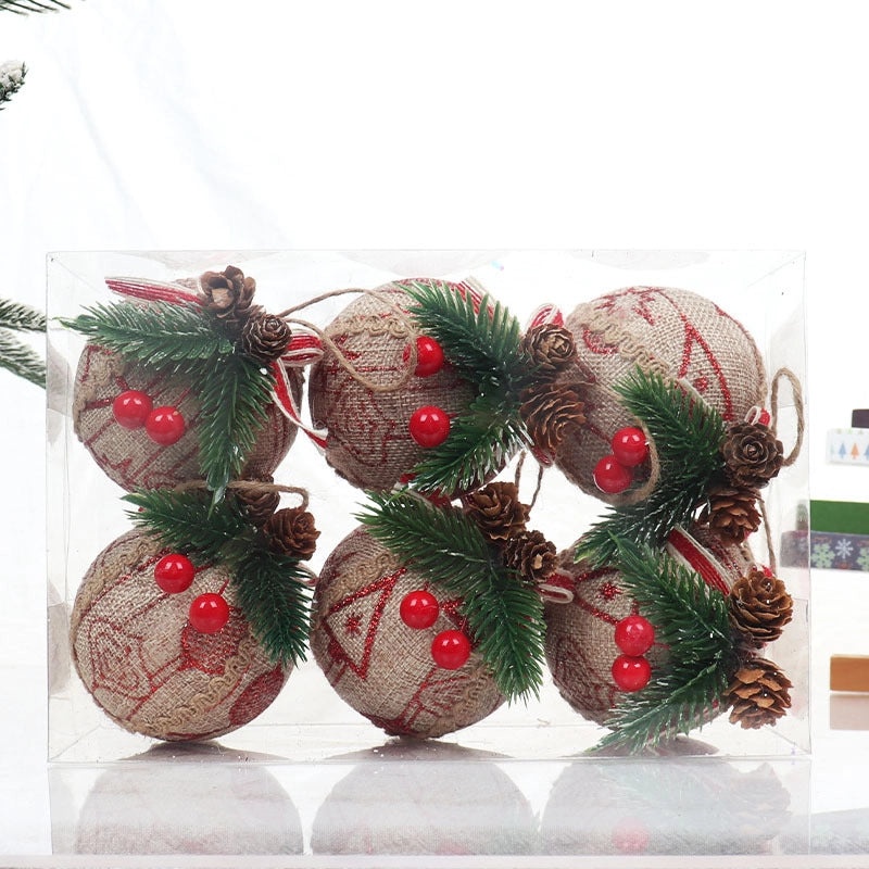 Christmas Plaid Cloth Balls 6cm & 8cm Black White Red Tree Hanging Decorative Ornaments|Christmas Decorations